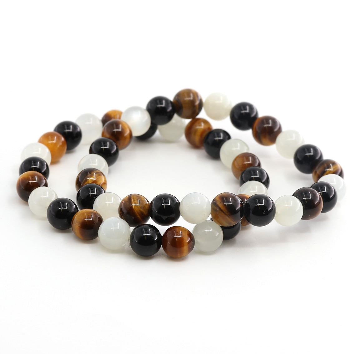 Armband Mens Onyx & Tigerauge & Mondstein