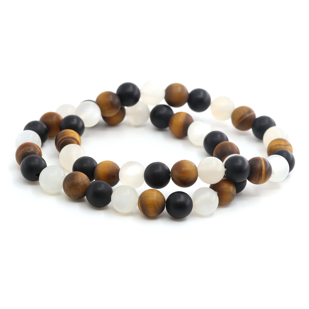 Armband Mens Onyx & Tigerauge & Mondstein