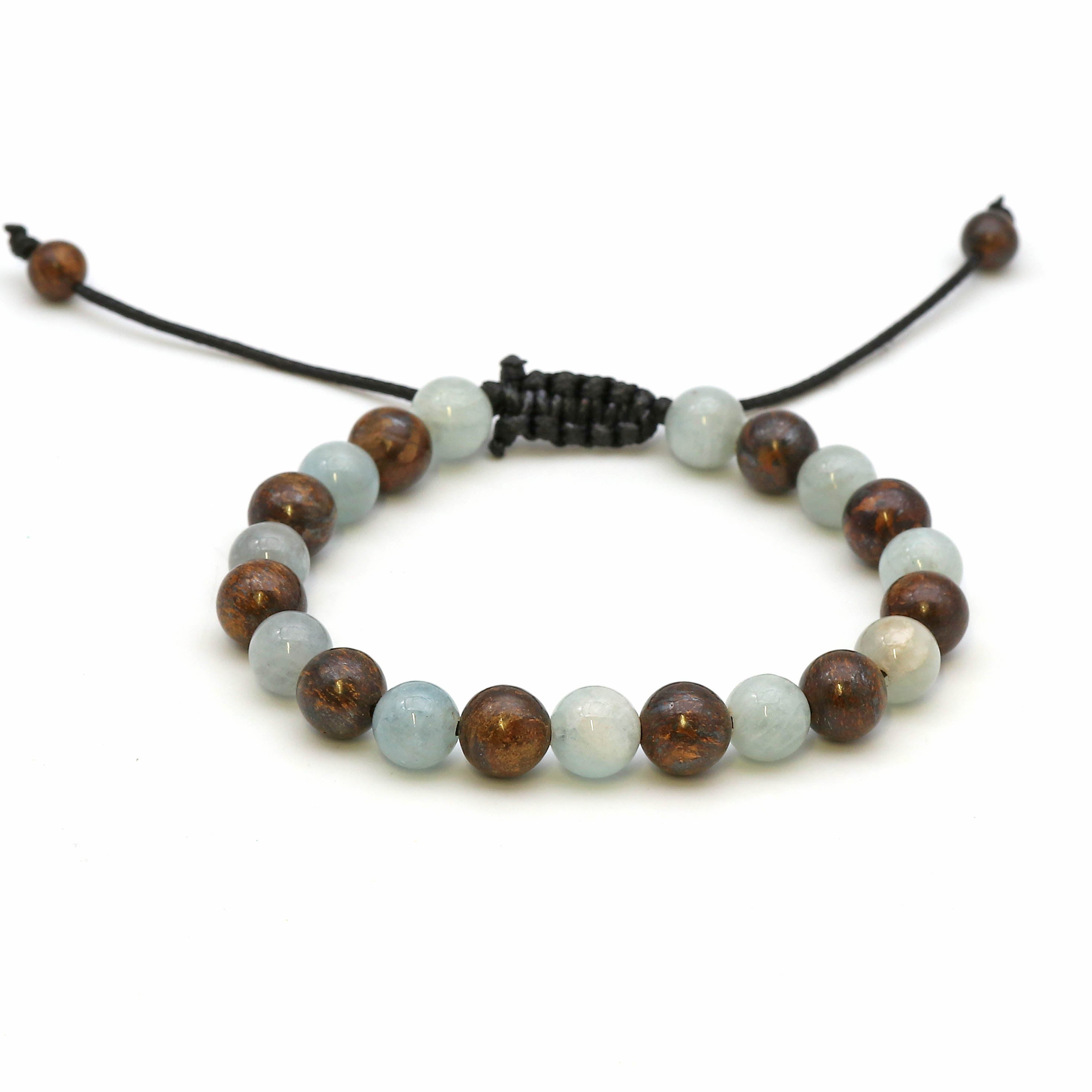Maitri Aquamarin & Bronzit Kugeln Mens Armband