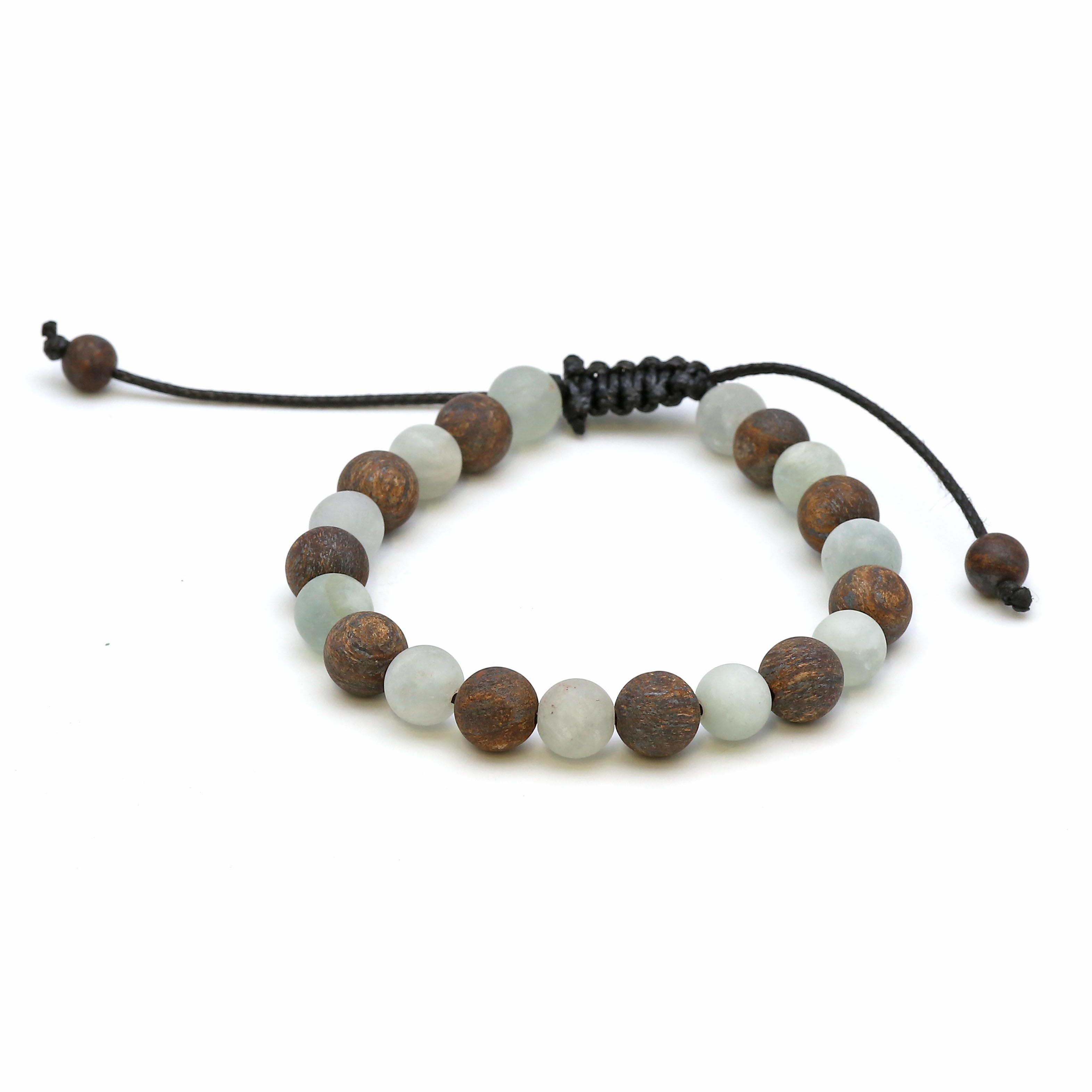 Maitri Aquamarin & Bronzit Kugeln Mens Armband