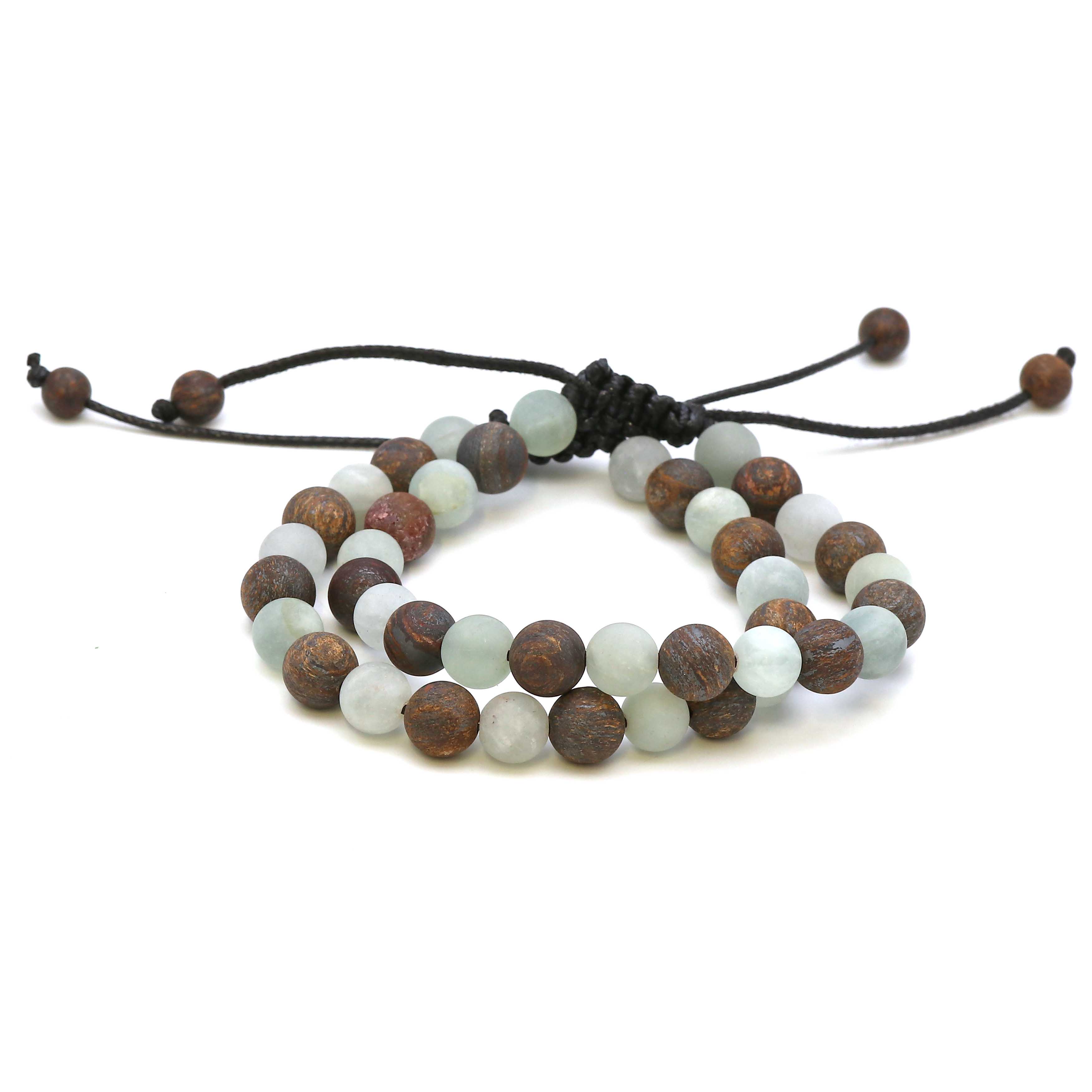 Maitri Aquamarin & Bronzit Kugeln Mens Armband