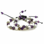 Maitri Amethyst, Labradorit & Magnesit Kugeln Mens Armband