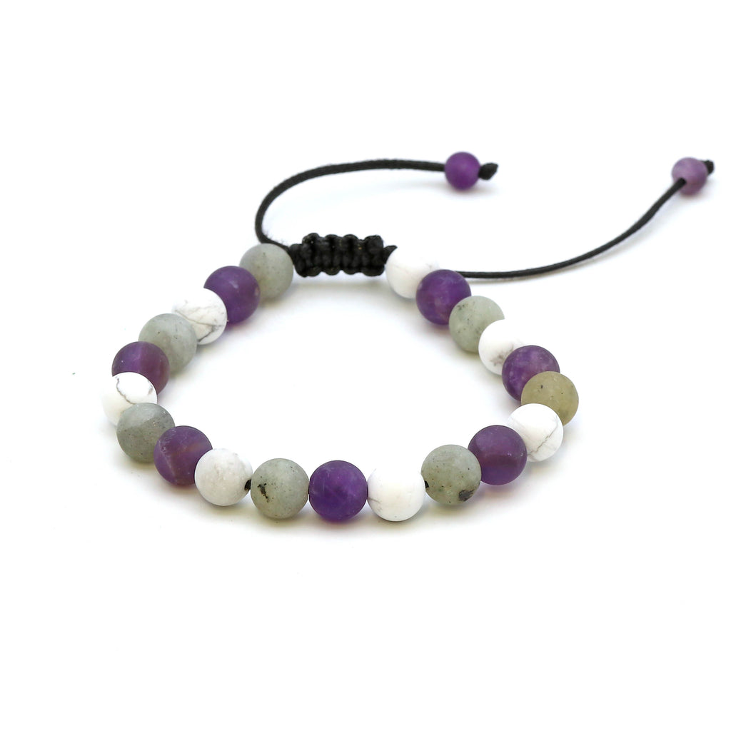 Maitri Amethyst, Labradorit & Magnesit Kugeln Mens Armband