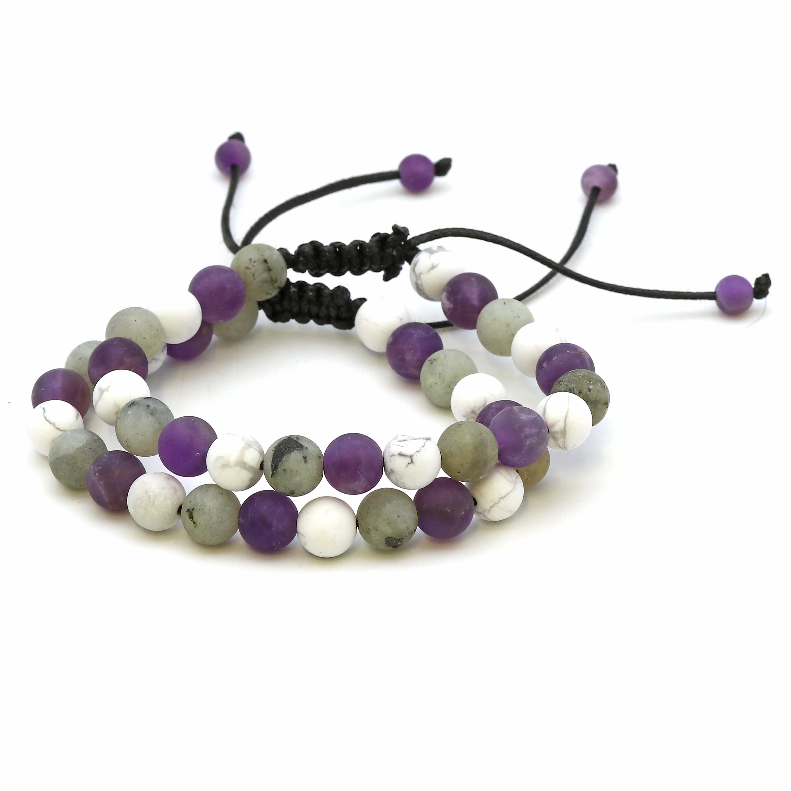Maitri Amethyst, Labradorit & Magnesit Kugeln Mens Armband