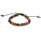 Maitri Rhodonit, Schneeflocken Obsidian & Tigerauge Kugeln Mens Armband