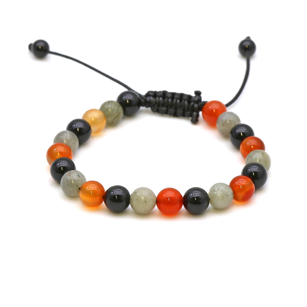 Maitri Karneol, Labradorit & Onyx Kugeln Mens Armband