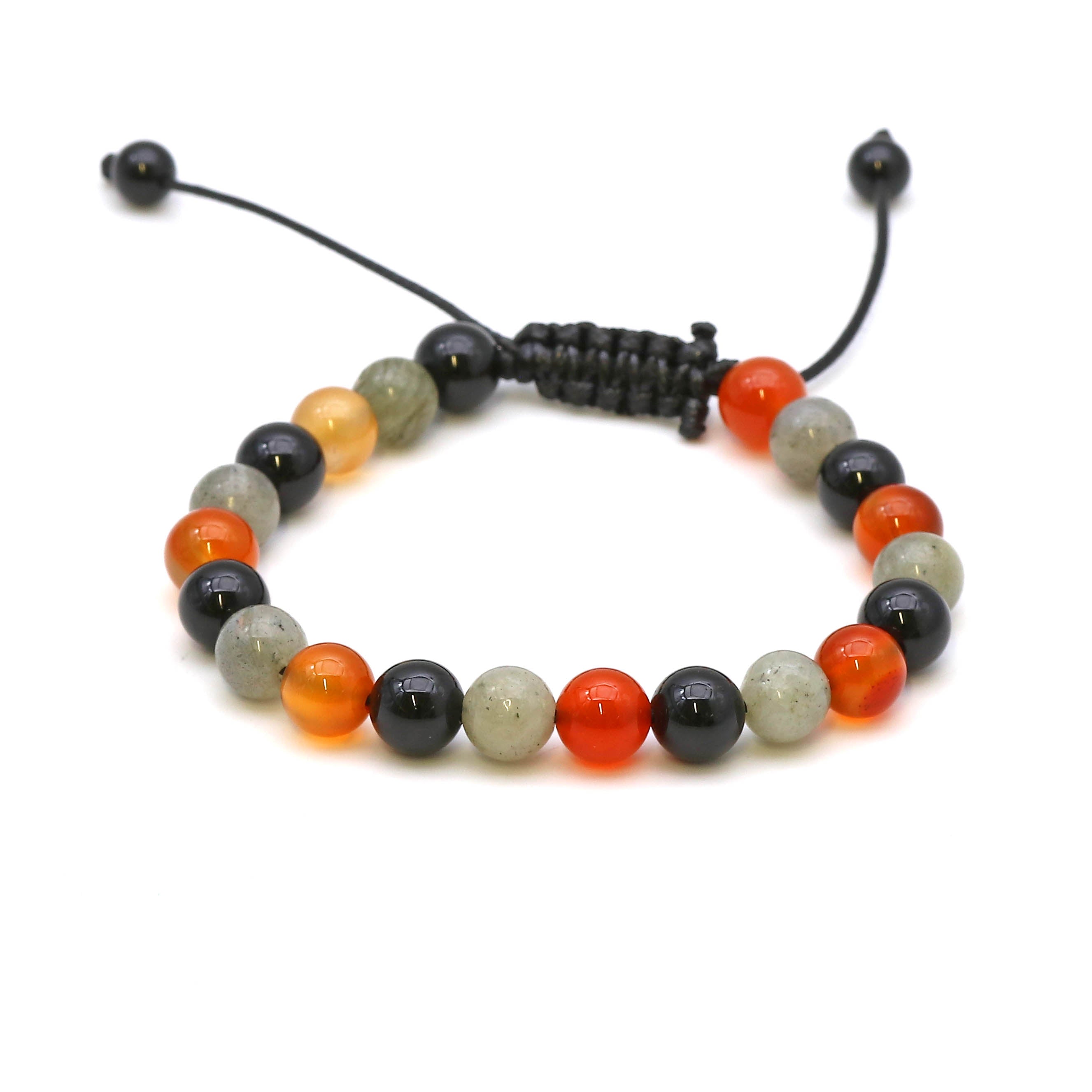 Maitri Karneol, Labradorit & Onyx Kugeln Mens Armband