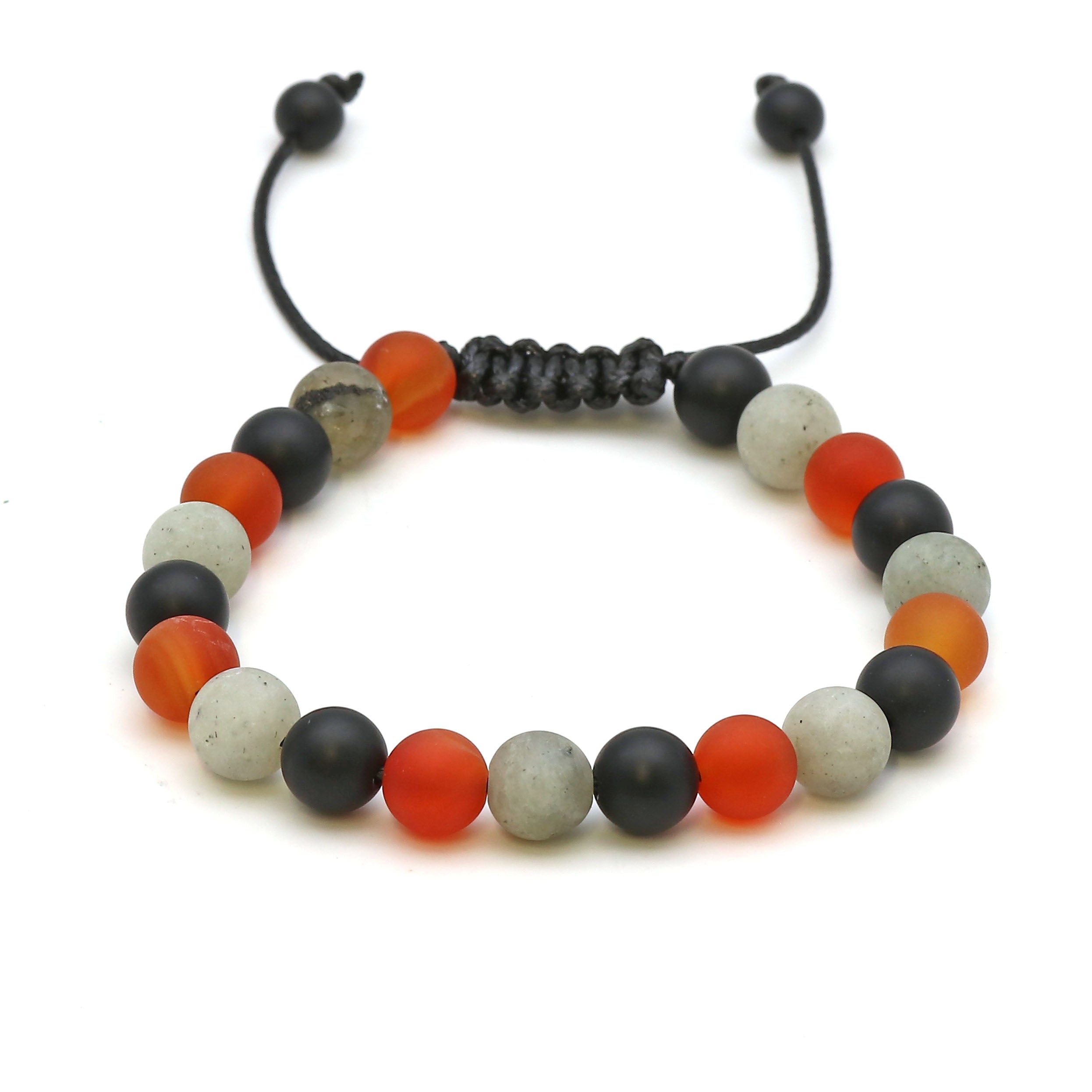 Maitri Karneol, Labradorit & Onyx Kugeln Mens Armband