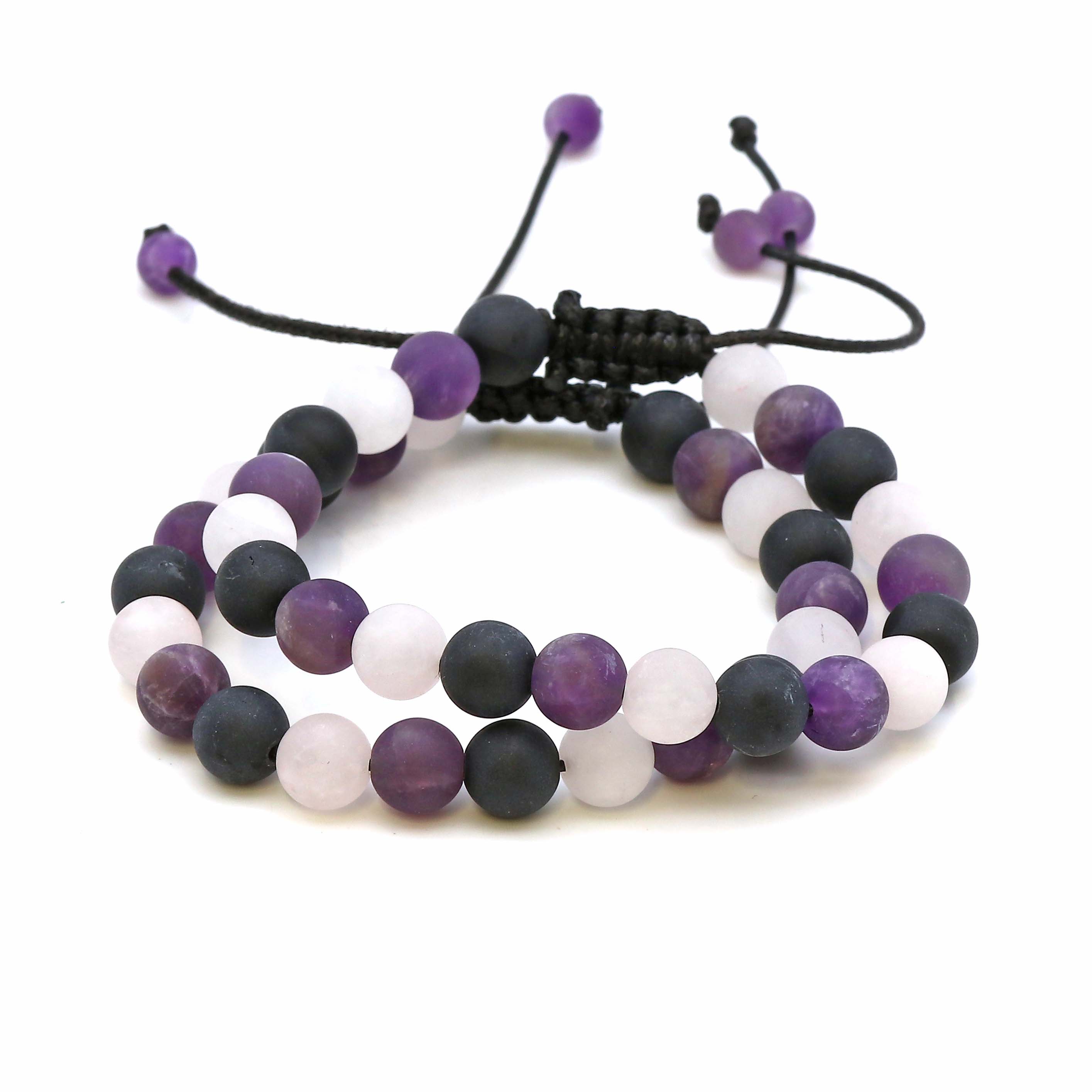 Maitri Amethyst, Obsidian & Rosenquarz Kugeln Mens Armband