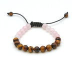 Maitri Rosenquarz & Tigerauge Kugeln Mens Armband