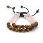 Maitri Rosenquarz & Tigerauge Kugeln Mens Armband