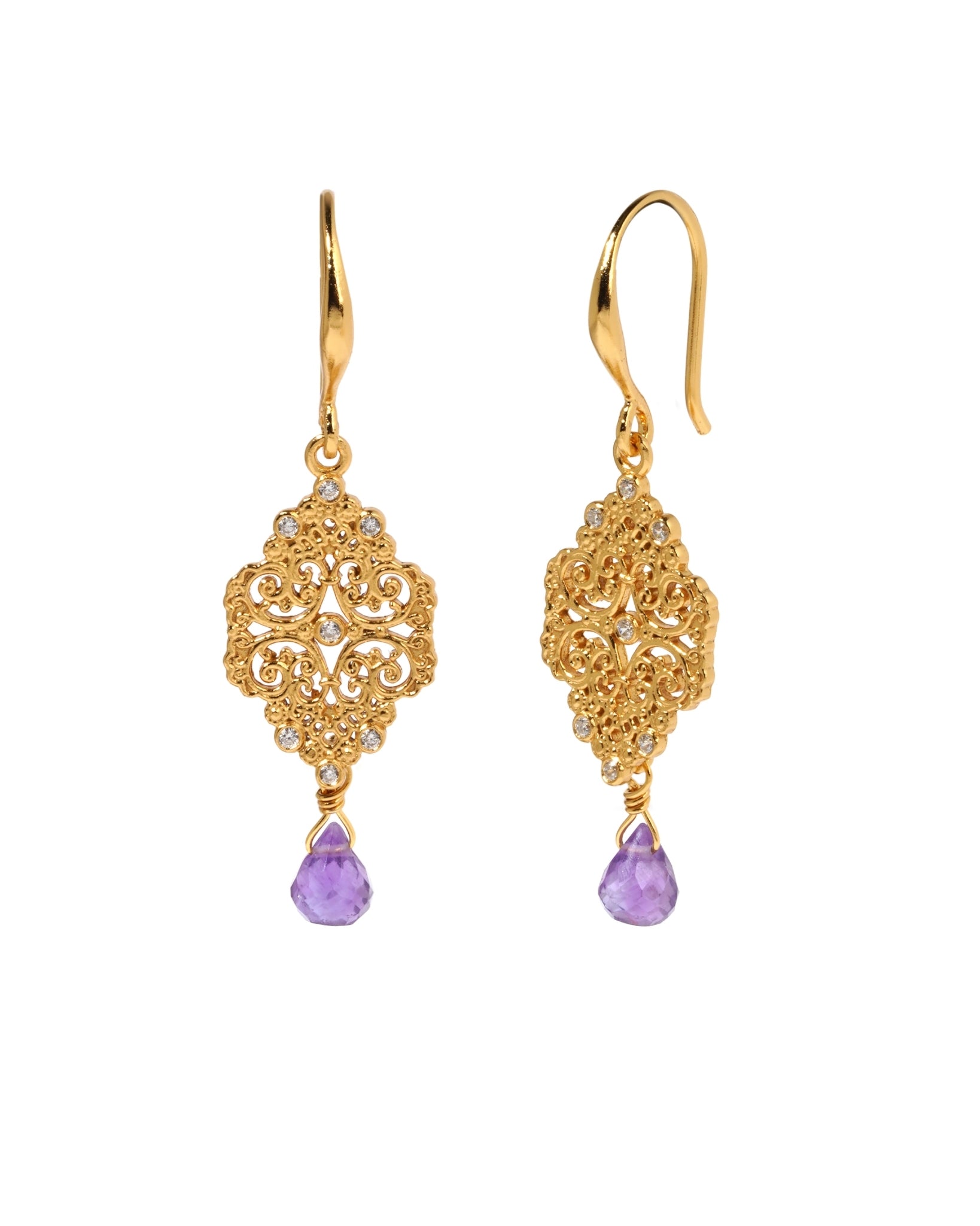 Ohrringe Casa-blanca Drop Amethyst Gold