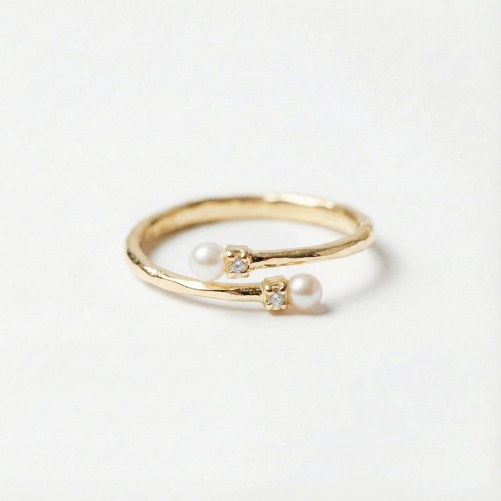 Ring Double-Ender Pearl Gold
