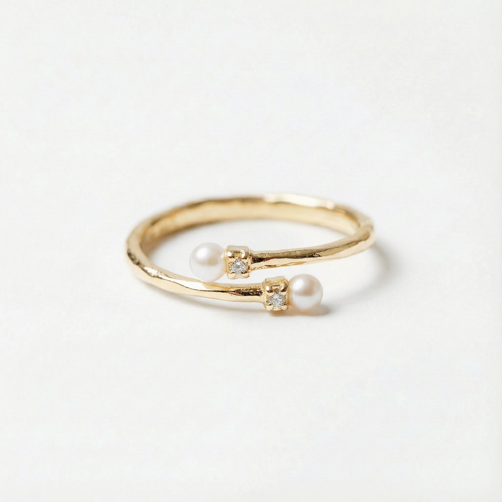 Ring Double-Ender Pearl Gold