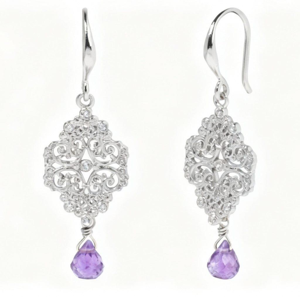 Ohrringe Casa-blanca Drop Amethyst Silver