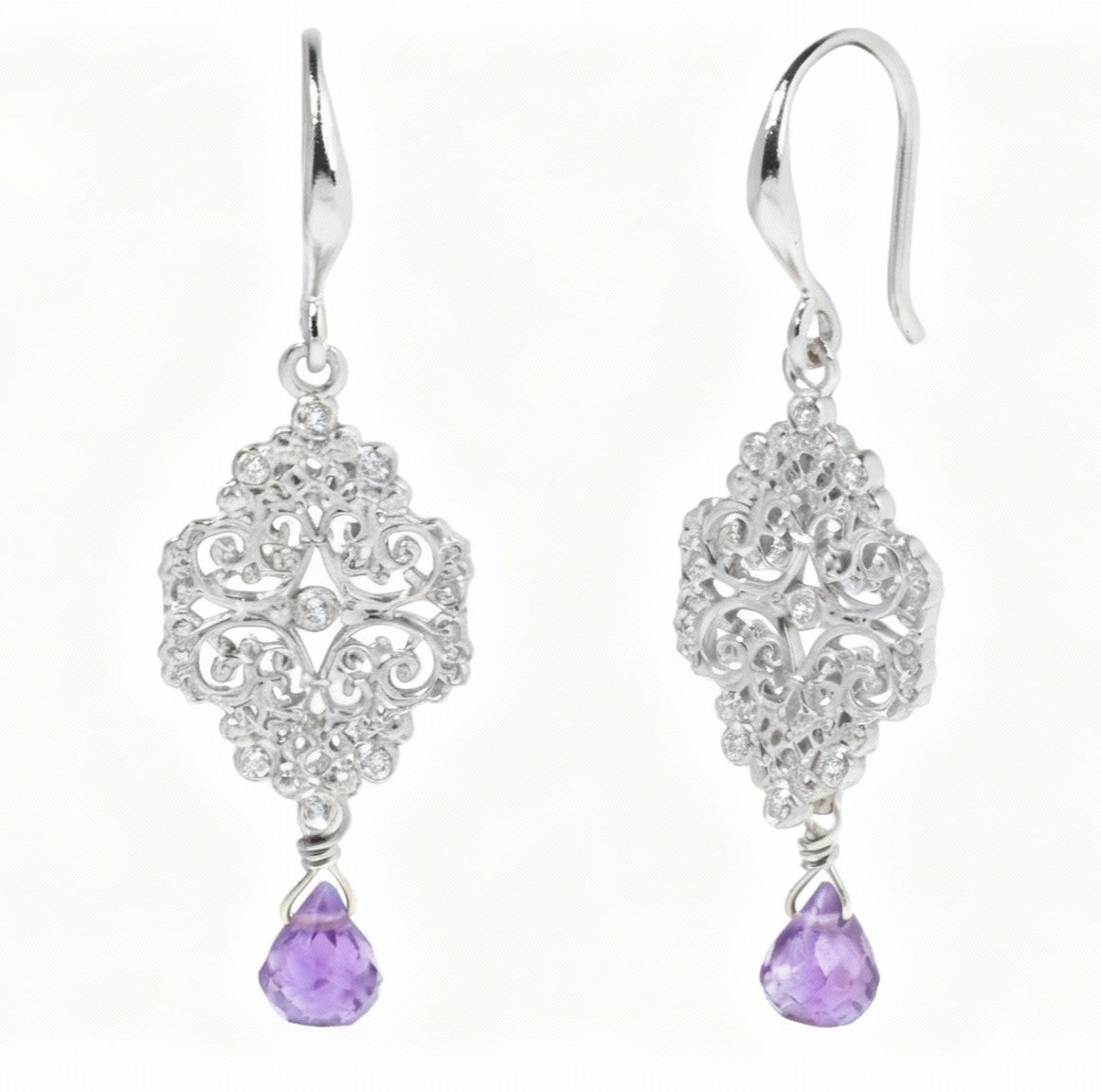 Ohrringe Casa-blanca Drop Amethyst Silver