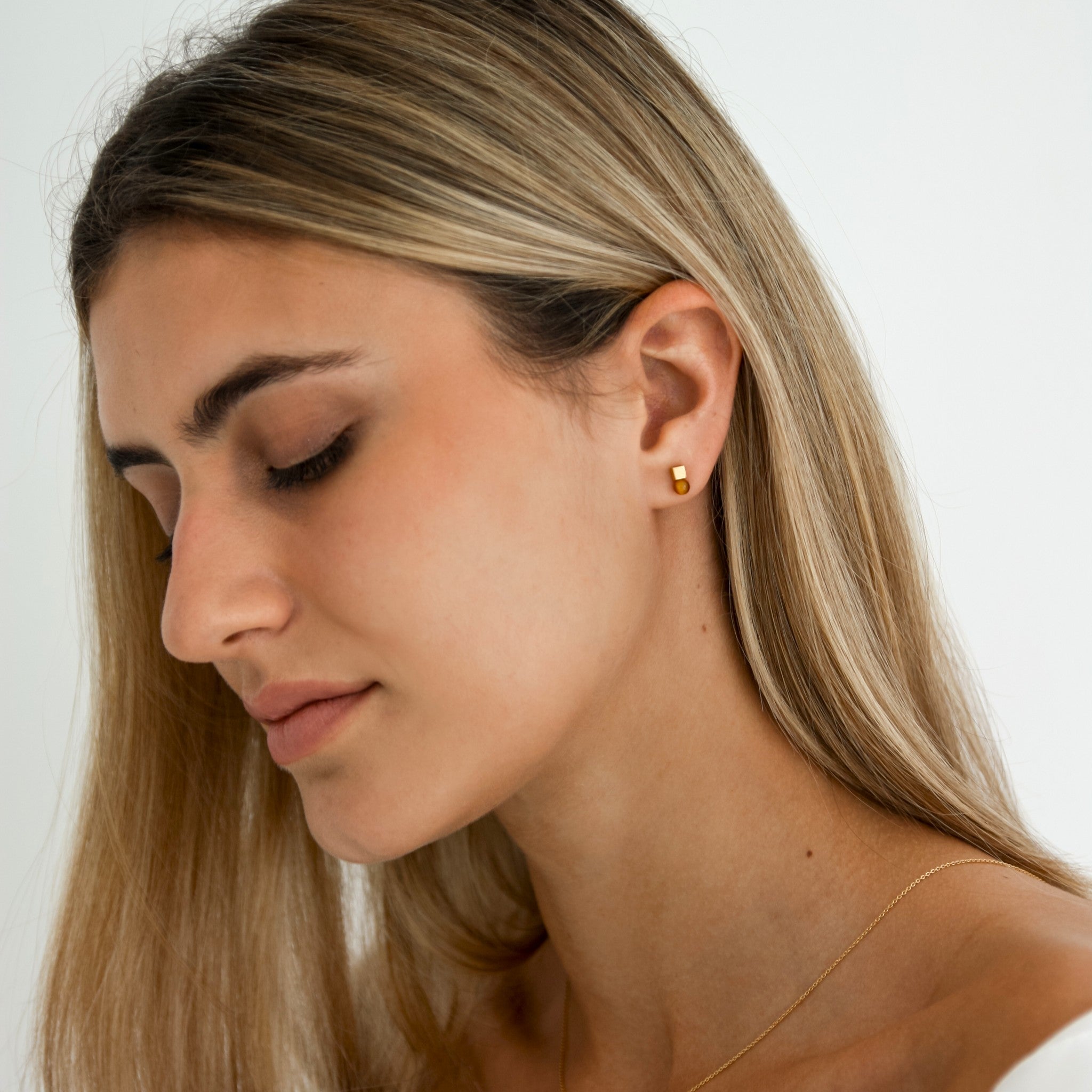 Ohrstecker Cube Tigerauge