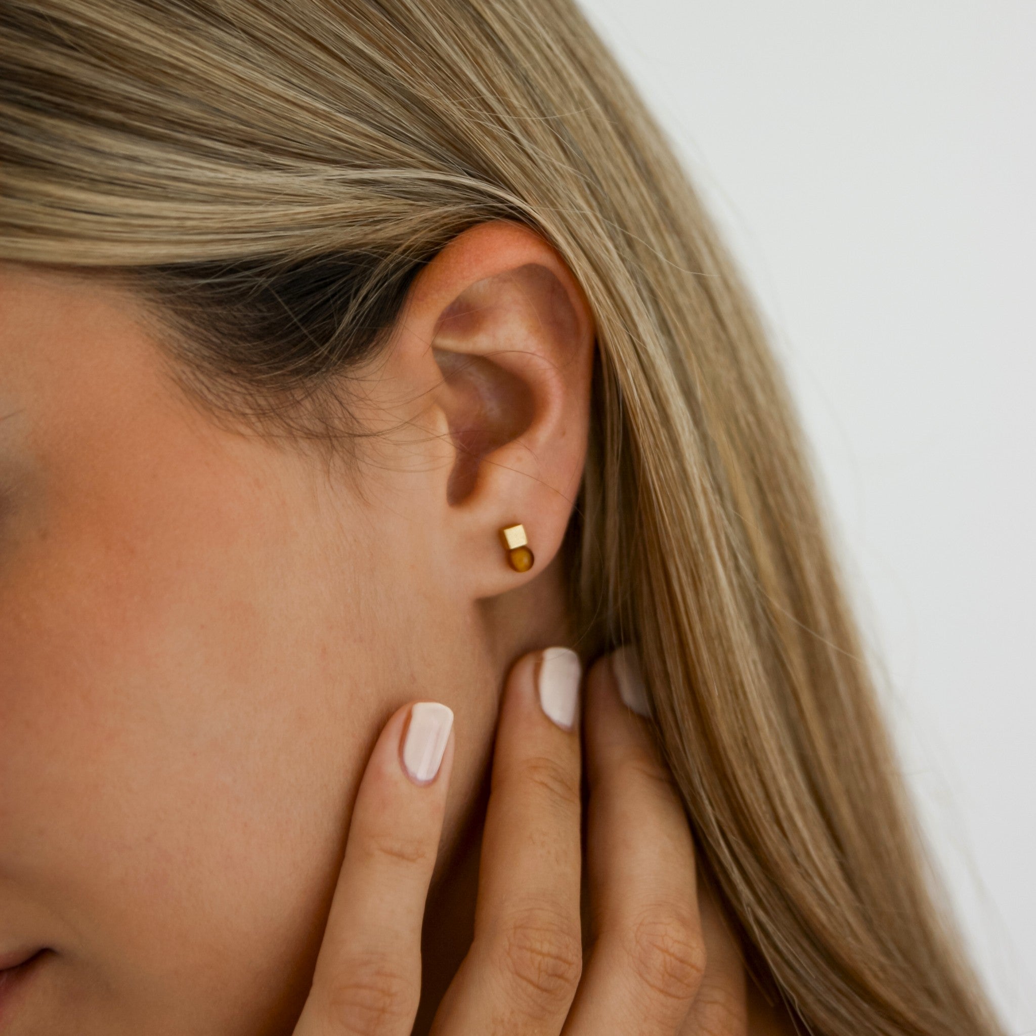 Ohrstecker Cube Tigerauge