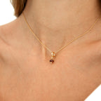 Halskette Button Granat