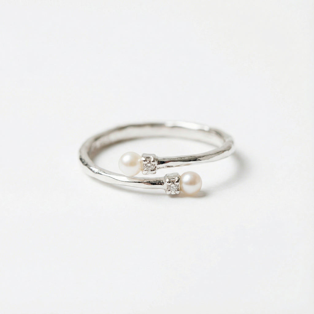 Ring Double-Ender Pearl Silver