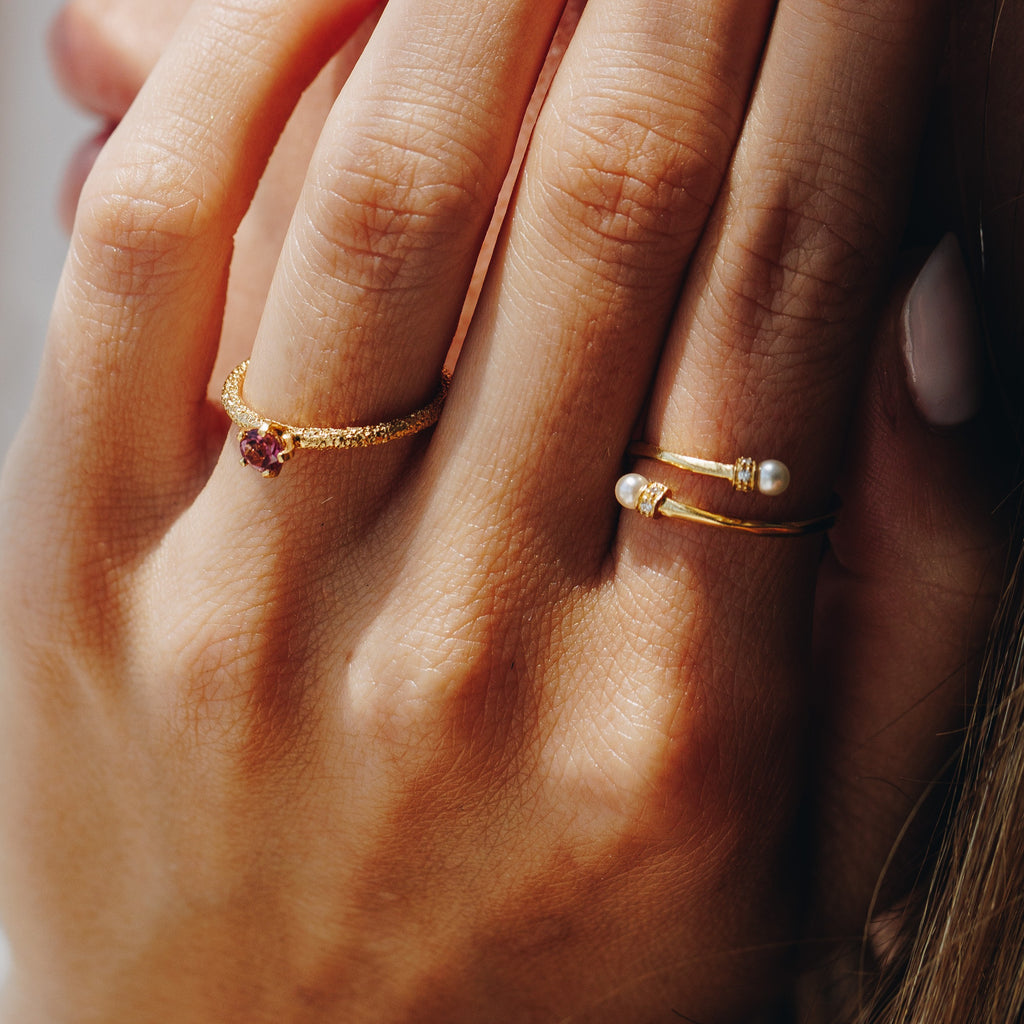 Ring Double-Ender Pearl Gold