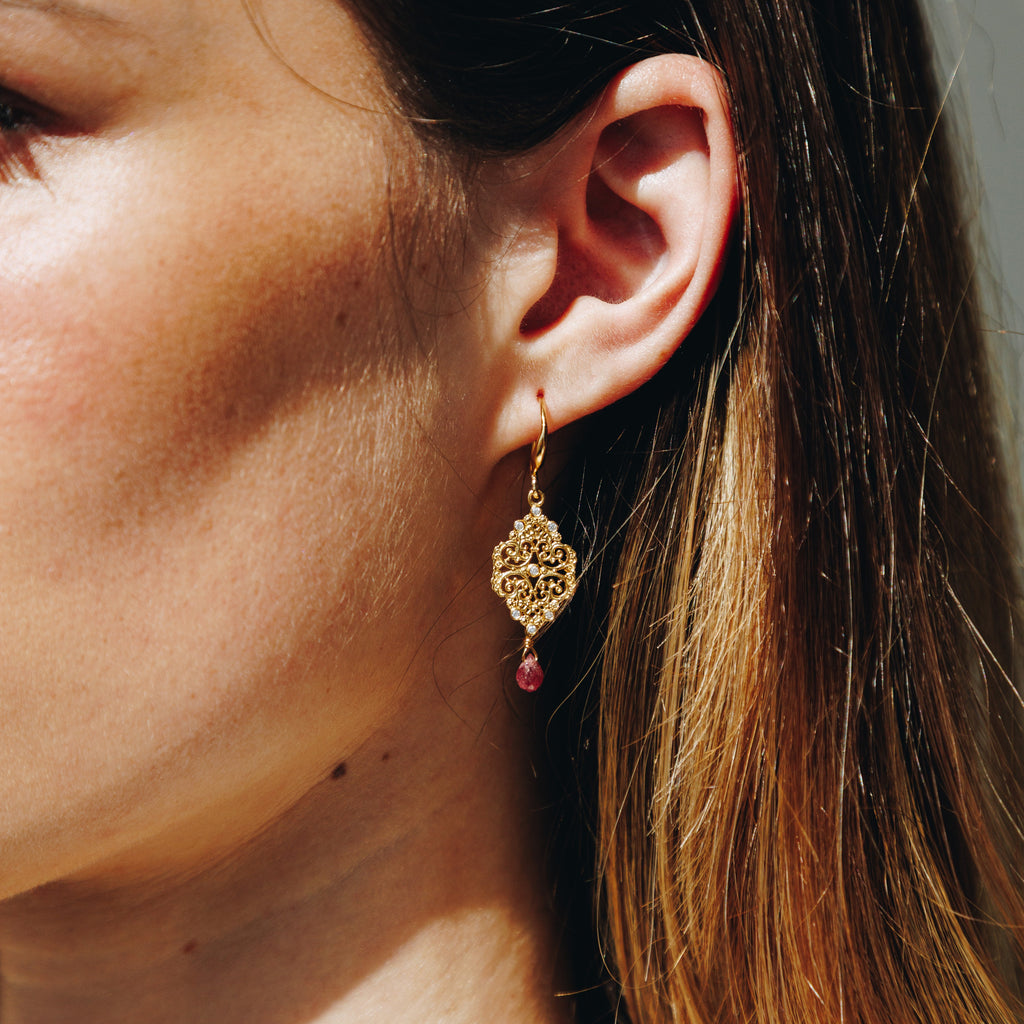 Ohrringe Casa-blanca Drop Pink Tourmaline