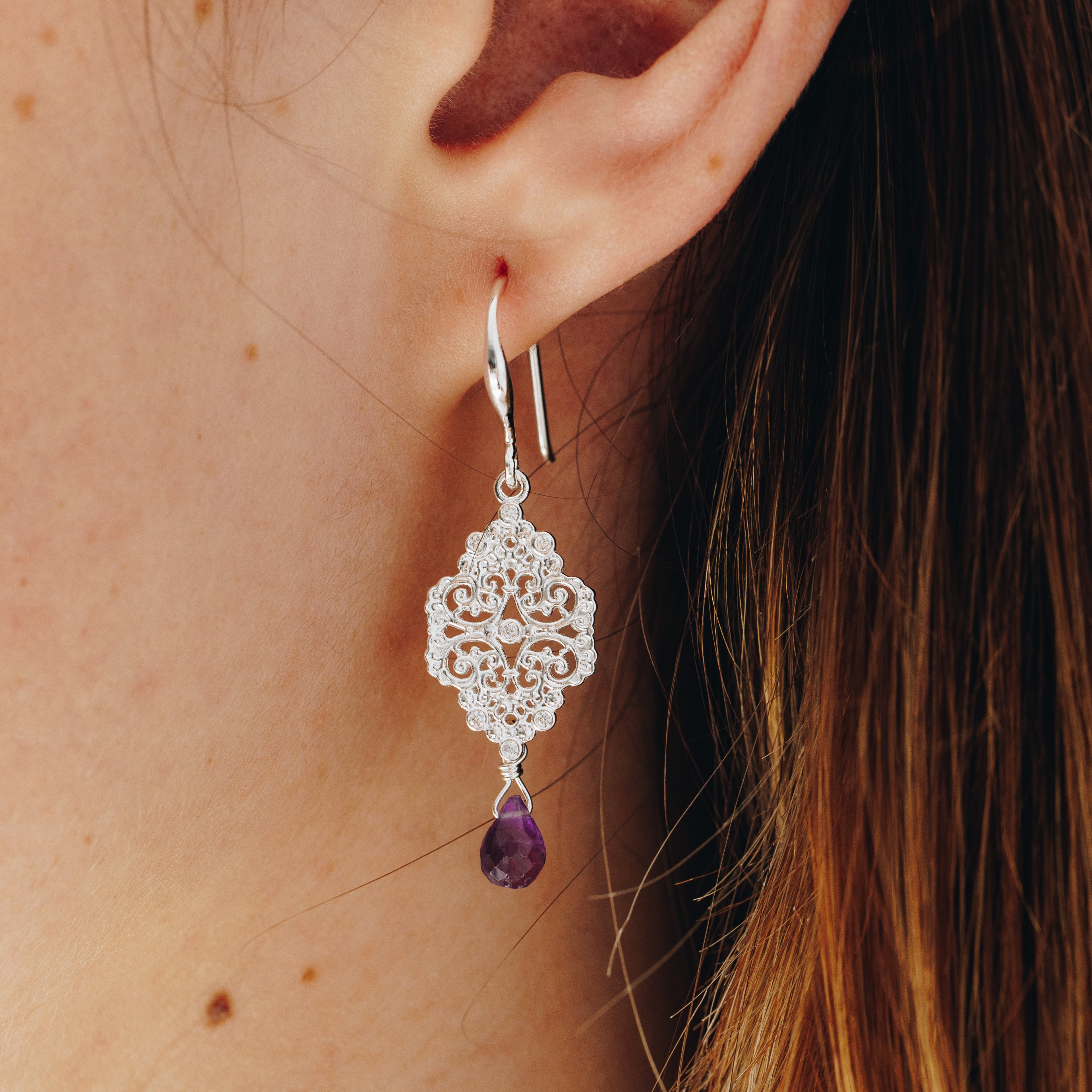 Ohrringe Casa-blanca Drop Amethyst Silver