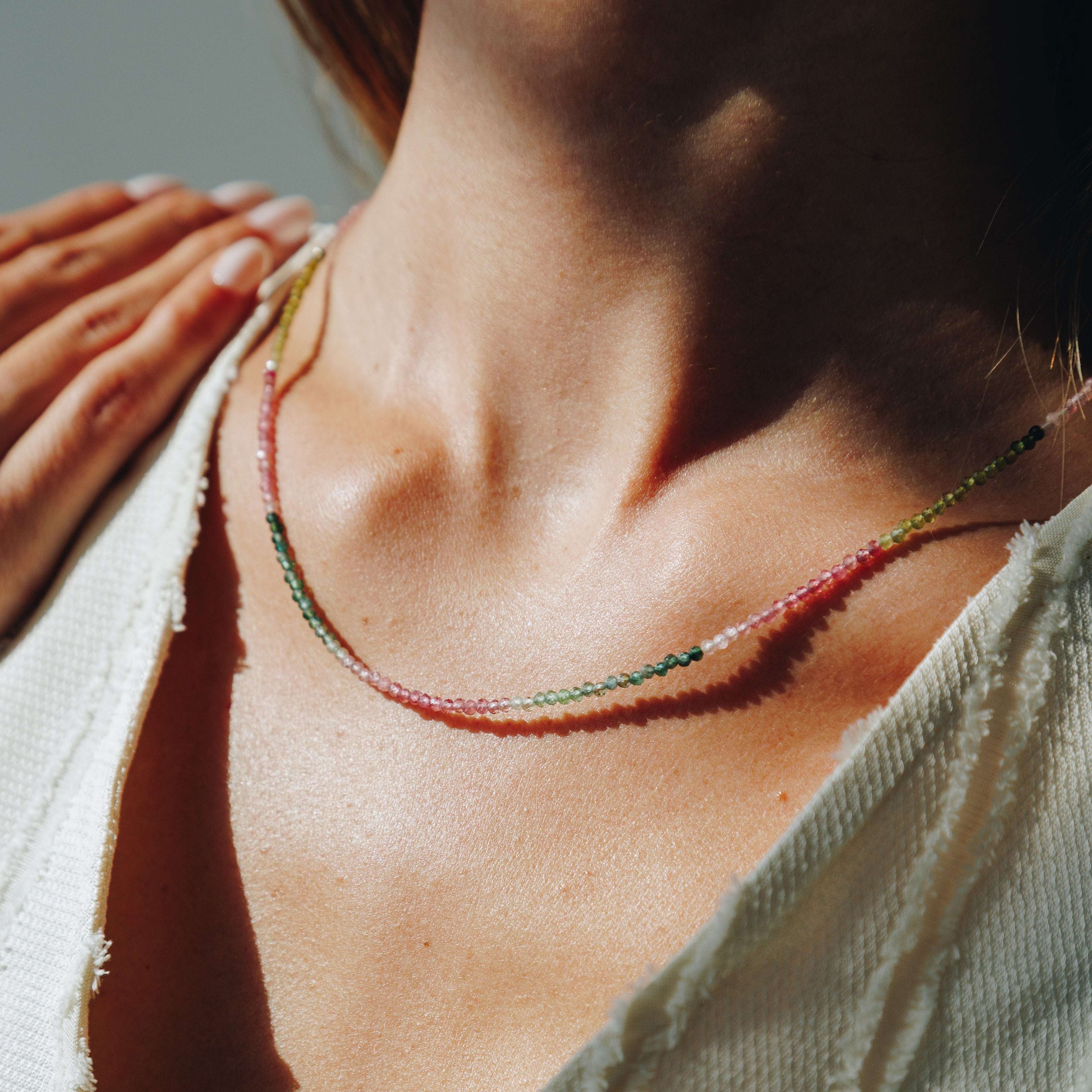 Halskette Délicate Rainbow Turmalin