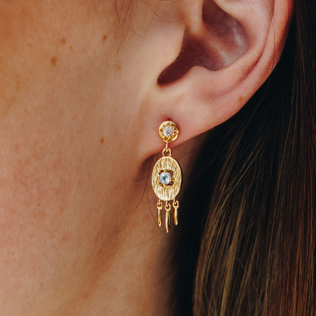 Ohrringe Elysian Drop Aquamarin Gold