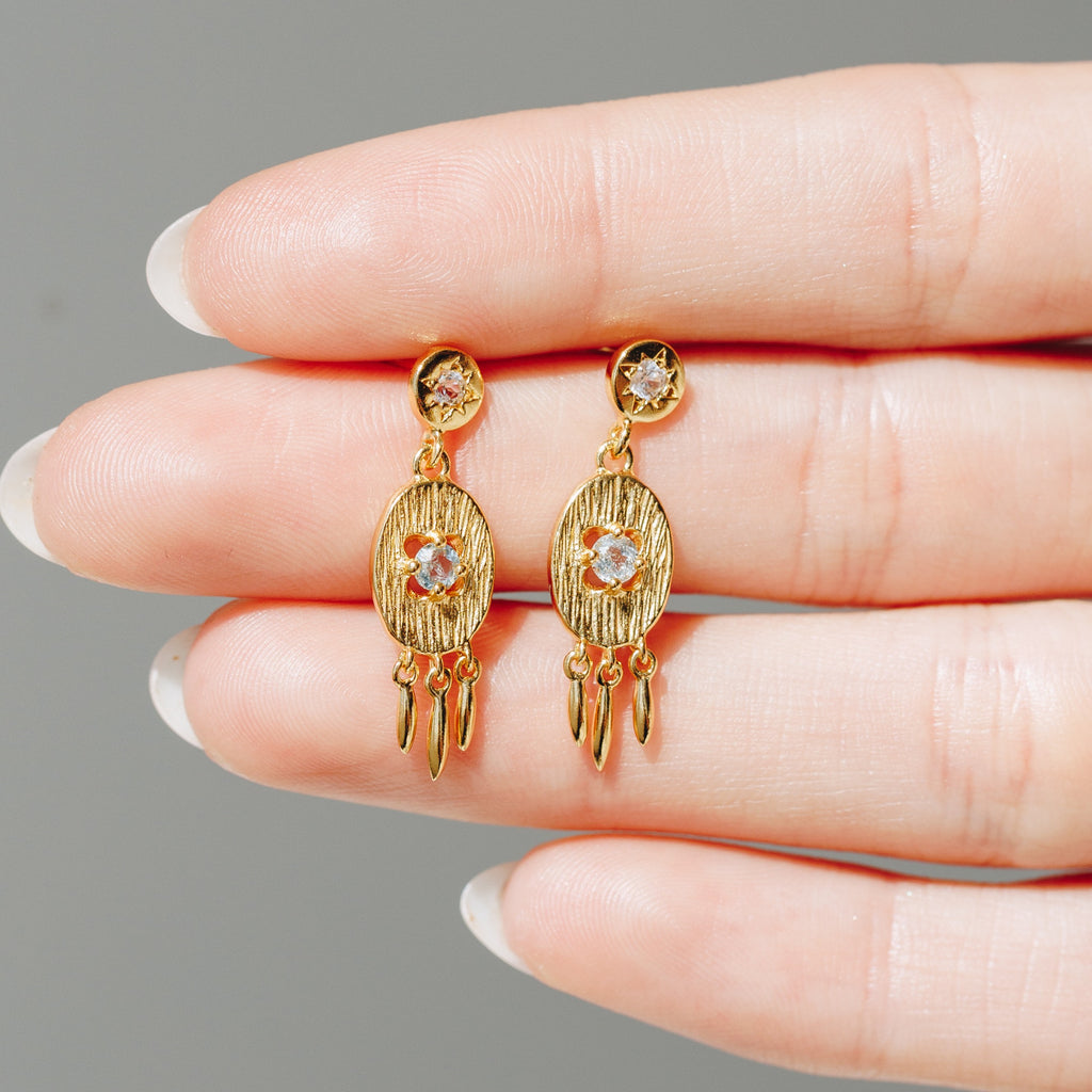 Ohrringe Elysian Drop Aquamarin Gold